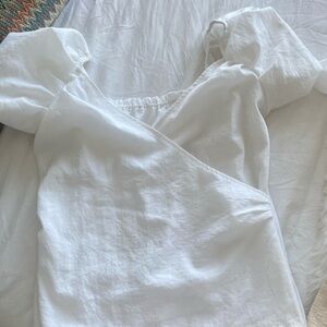 White Linen Puff Sleeve Blouse from Something Navy